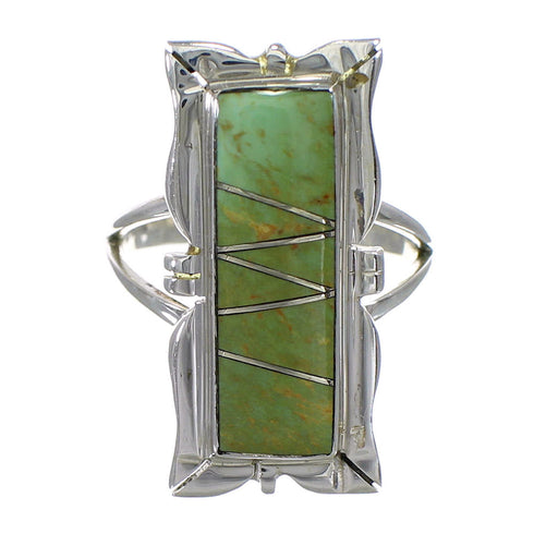 Southwestern Turquoise And Sterling Silver Ring Size 7-1/2 YX79988